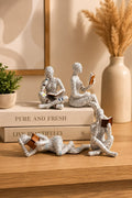 Text Pattern Reading Thinker Statues Set
