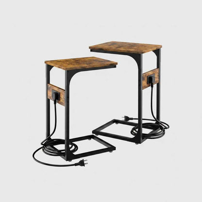 Erja C Shaped Side Table with Charging Station