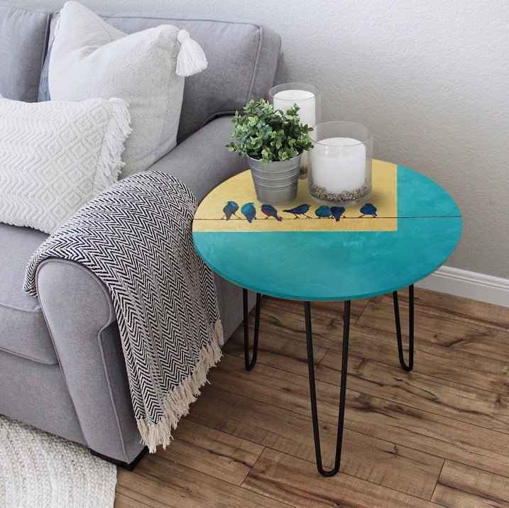 Oceans Birds Living Lounge Center Side Hairpin Table