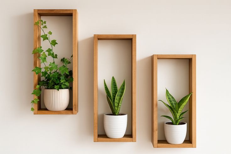 Rectangle Wooden Floating Wall Shelves Set