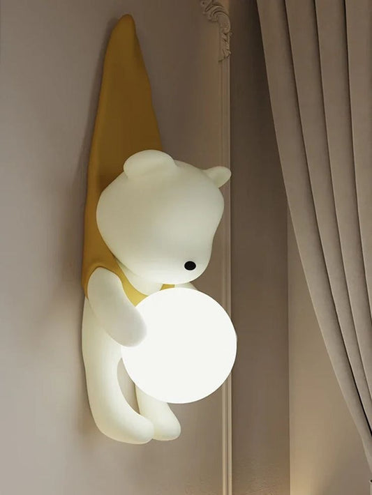 Teddy Bear Glowing Orb Wall Sconce Lamp