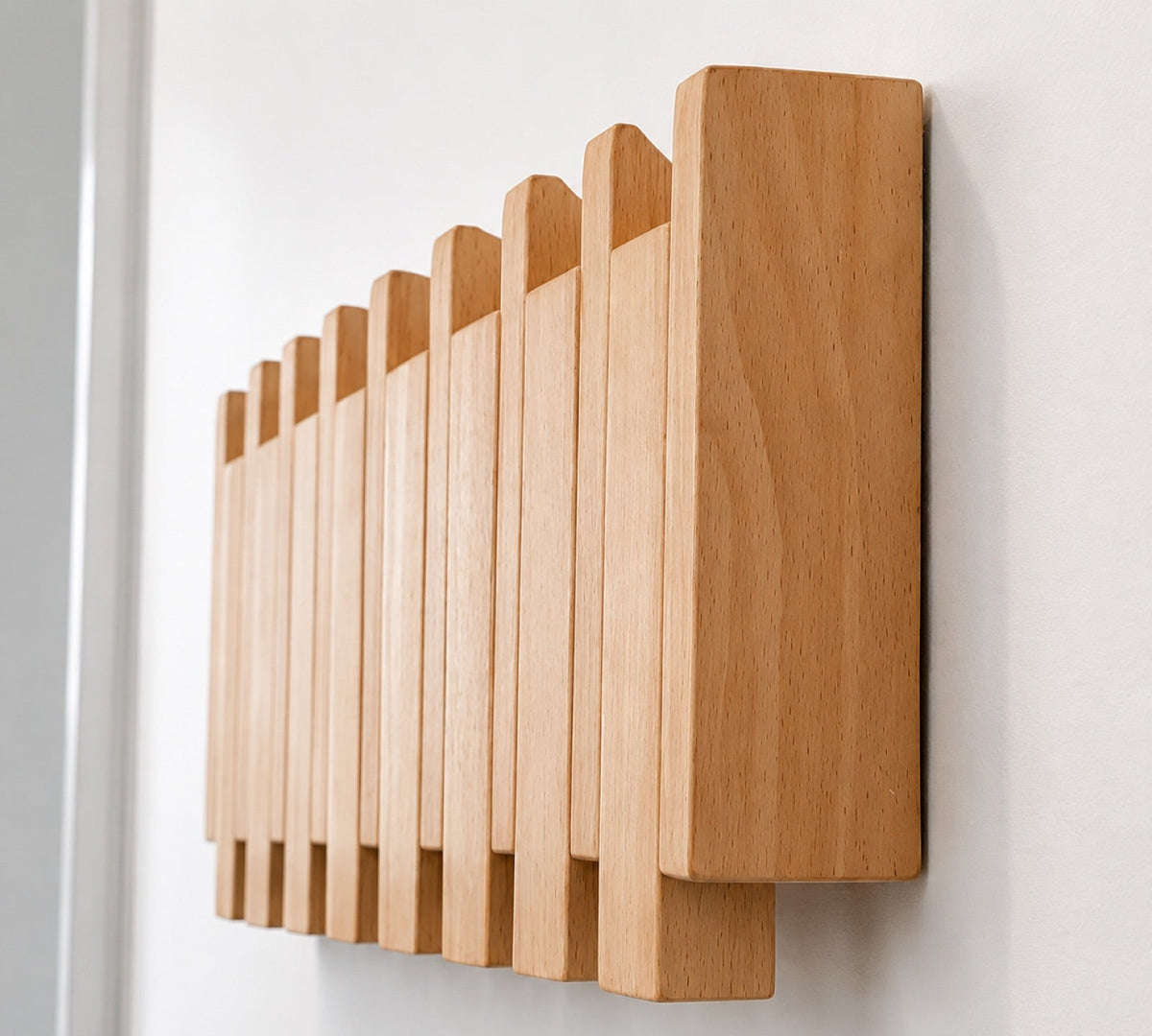 Piano Style Foldable Wall Hanger with Top Shelf – Natural Oak