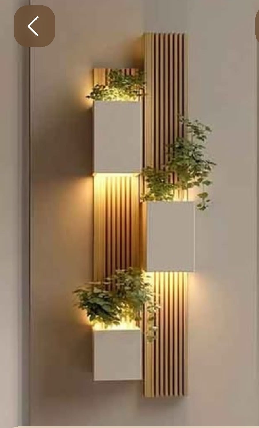 Slatted Wooden Wall Planter LED Lights