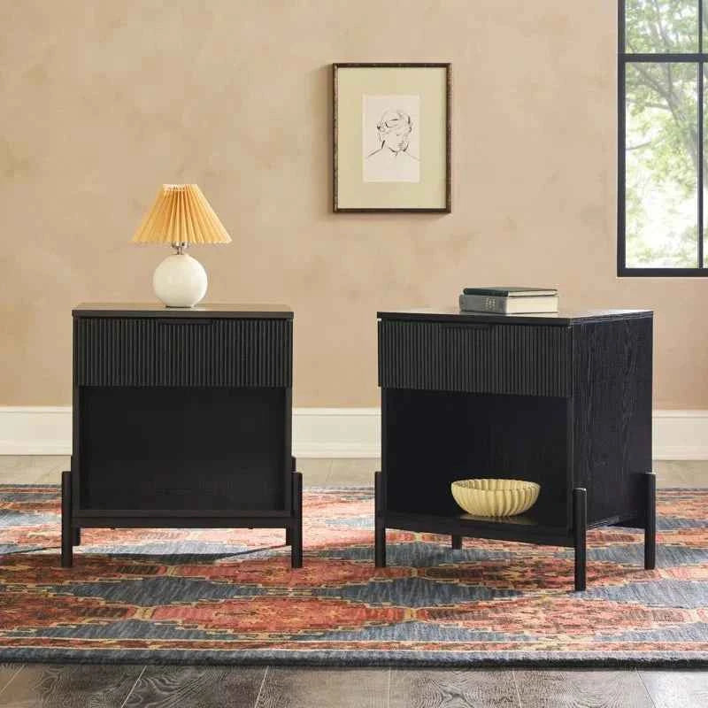 Ridvan 1-Drawer Nightstands with Open Cubby Sidetable
