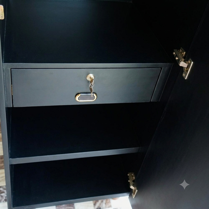 Movable Wheels Storage Cupboard Almirah With Removable Adjustable Shelves & Hanging Rod - Elegance Antique Store