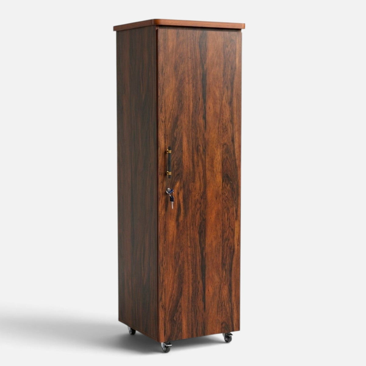Movable Wheels Storage Cupboard Almirah With Removable Adjustable Shelves & Hanging Rod. - Elegance Antique Store