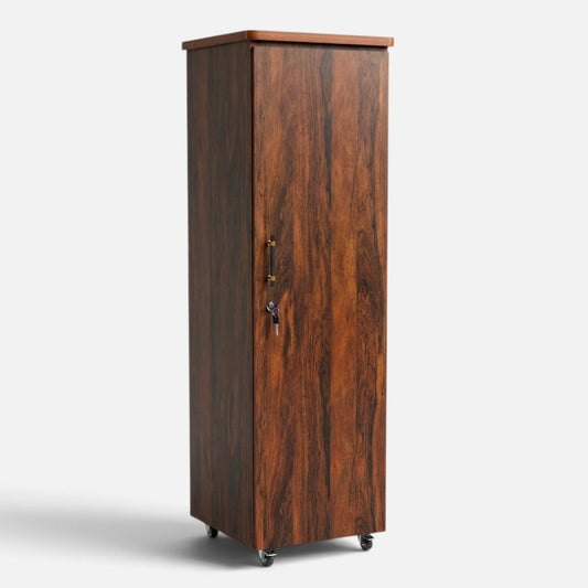 Movable Wheels Storage Cupboard Almirah With Removable Adjustable Shelves & Hanging Rod. - Elegance Antique Store