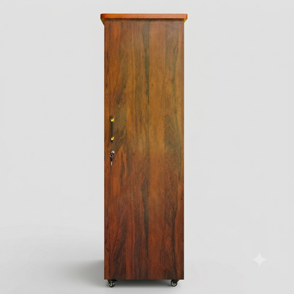 Movable Wheels Storage Cupboard Almirah With Removable Adjustable Shelves & Hanging Rod. - Elegance Antique Store