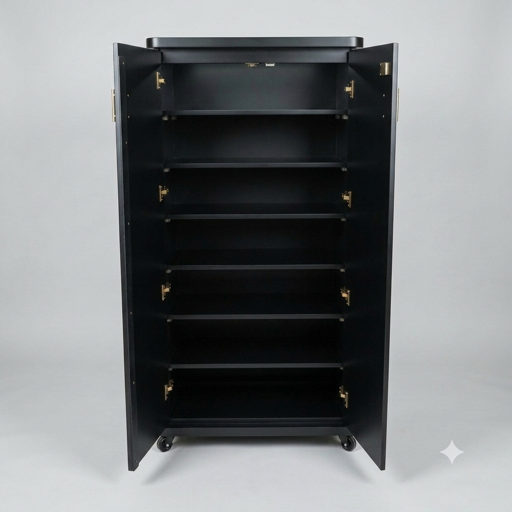 Movable Wheels Storage Cupboard Rack With Removable Adjustable Shelves - Elegance Antique Store