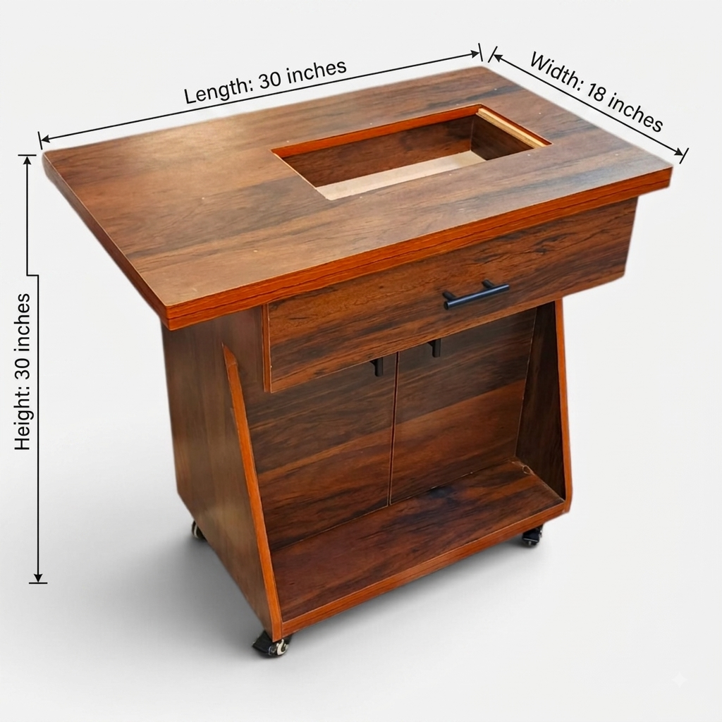 Movable Sewing Machine Table With Wheels Drawer & Storage - Elegance Antique Store