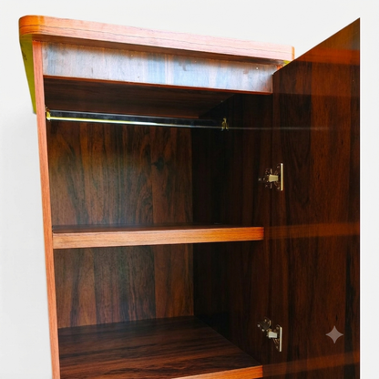 Movable Wheels Storage Cupboard Almirah With Removable Adjustable Shelves & Hanging Rod. - Elegance Antique Store