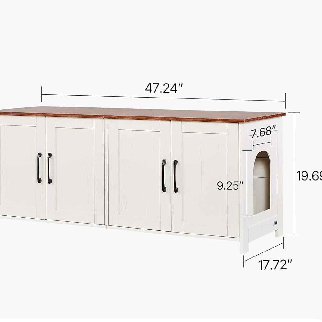 Roveizi Hallway LED TV Cat Space Cabinet Organizer Console Table