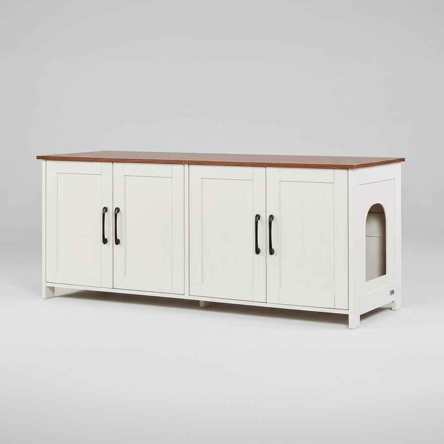 Roveizi Hallway LED TV Cat Space Cabinet Organizer Console Table