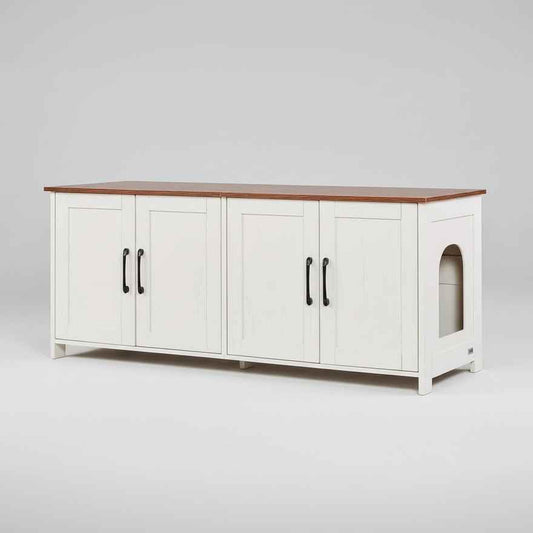 Roveizi Hallway LED TV Cat Space Cabinet Organizer Console Table