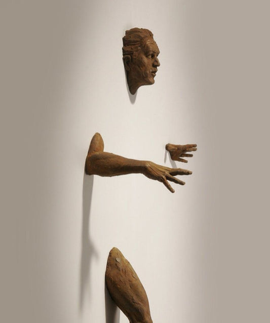 3D Bronze Emerging Man Wall Sculpture