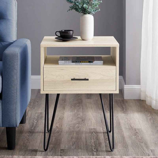 Rustic Living Lounge Center Side Hairpin Table (Birch Touch)