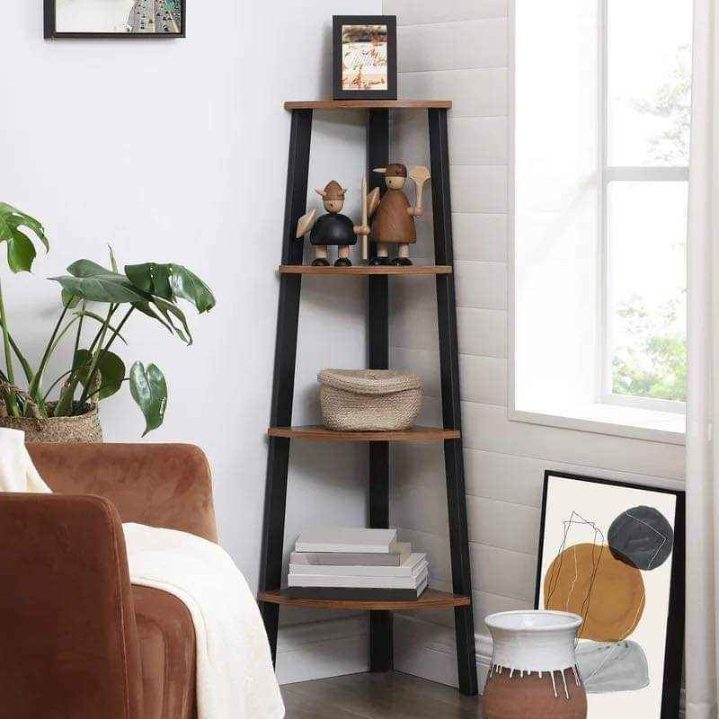 Joshy Corner Lounge Living Room Bookcase Organizer Rack Decor