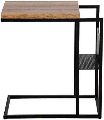 Henn & Hart Blackened Bronze and Rustic Side Table