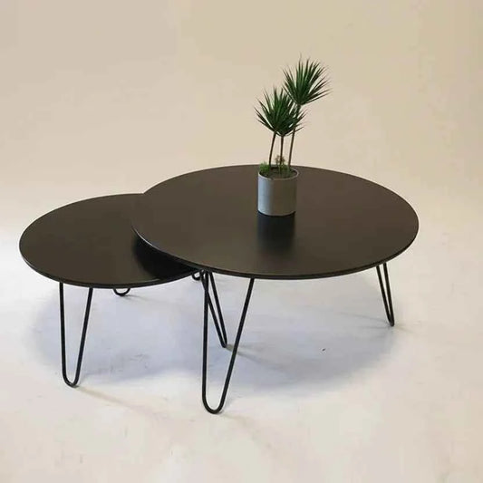 Tatami Round Living Lounge Center Side Hairpin Tables (Set of 2)