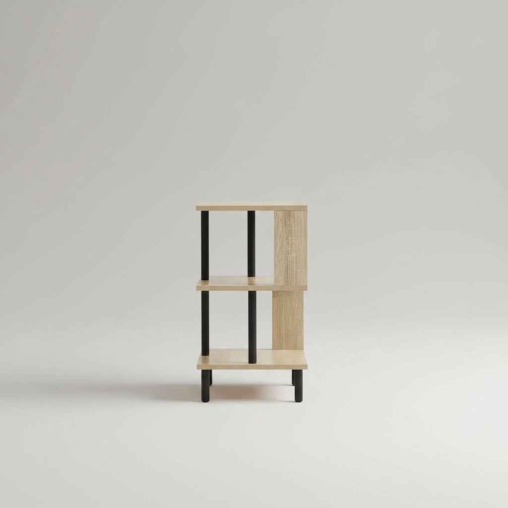 S-Shaped End Table with Storage Shelf