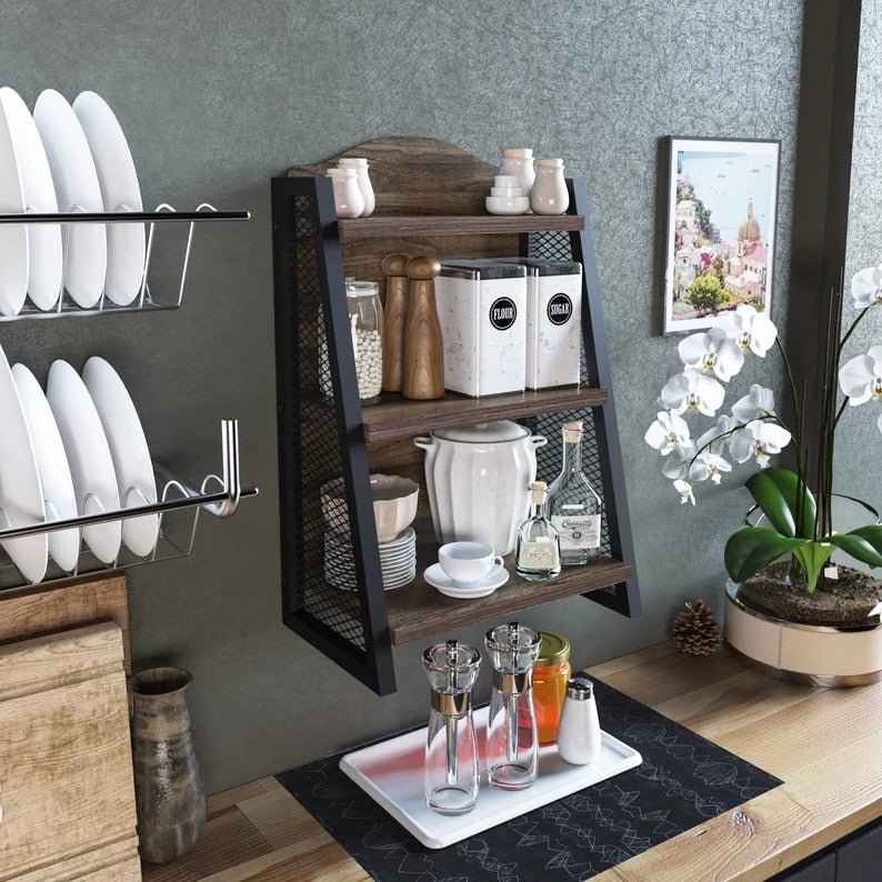 Trestle Modern Spice Coffee Kitchen Organizer Storage Rack