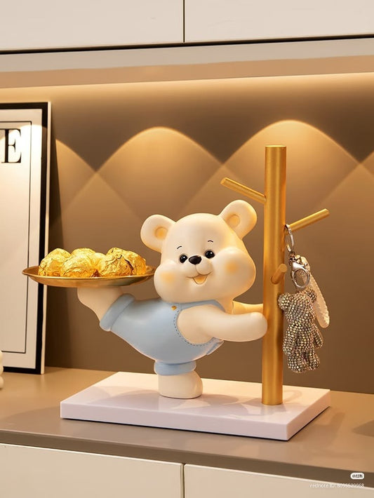 Cute Bear Key Tree Snack Tray Statue