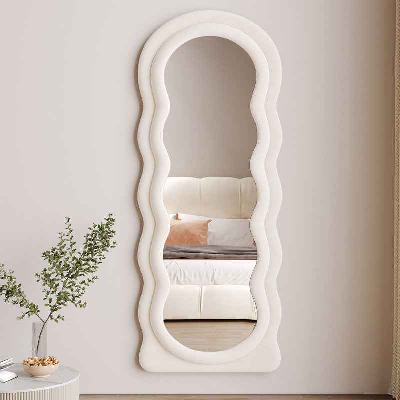 Wavy velvet tufted hanging & standing mirror