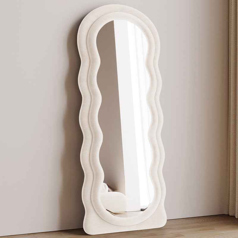 Wavy velvet tufted hanging & standing mirror