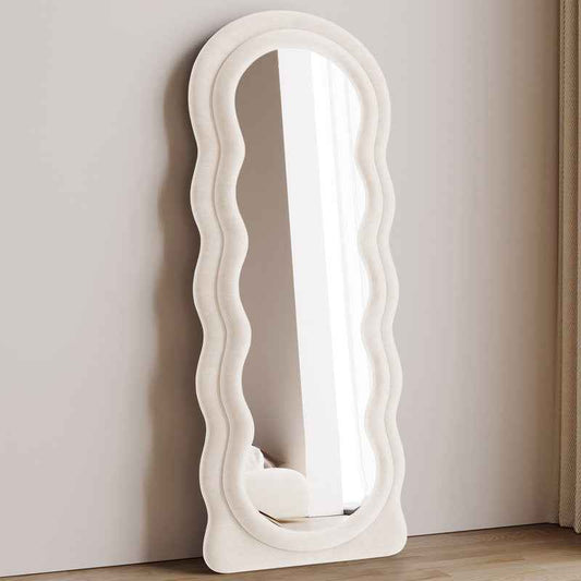 Wavy velvet tufted hanging & standing mirror