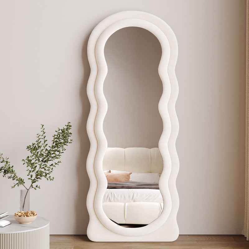 Wavy velvet tufted hanging & standing mirror