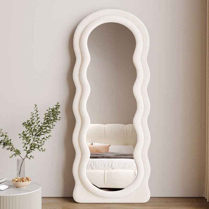 Wavy velvet tufted hanging & standing mirror